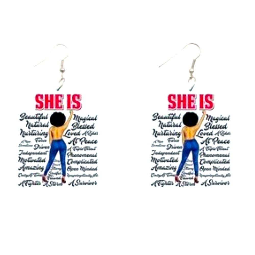 SHE IS lightweight double sided earrings 👊🏾